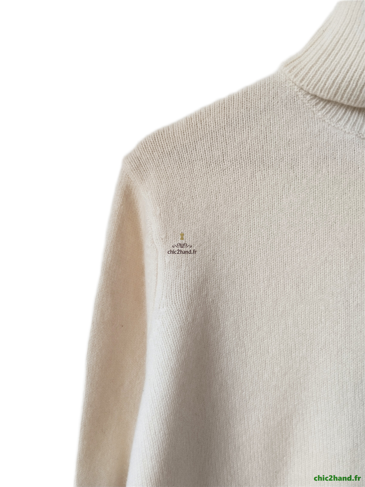 Pull col roulé 100% pur cachemire Monoprix T3 blanc crème neuf – Image 4