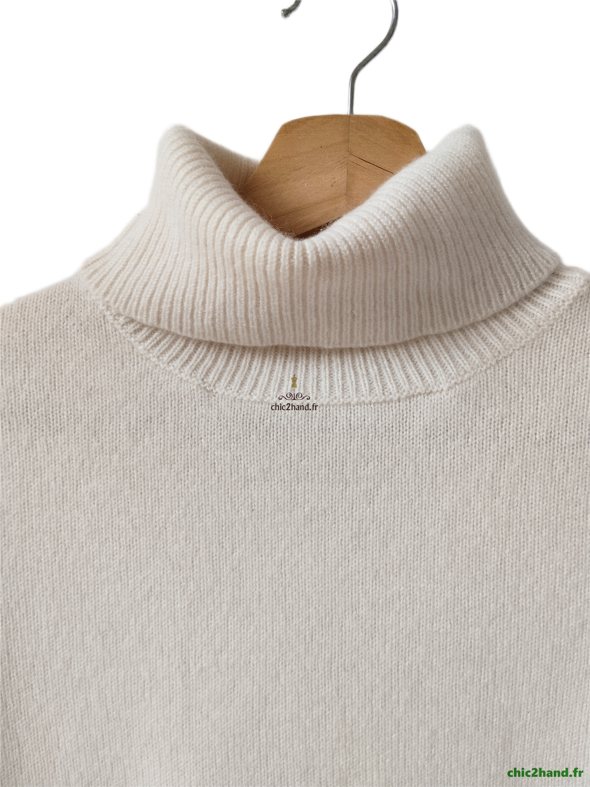 Pull col roulé 100% pur cachemire Monoprix T3 blanc crème neuf – Image 5