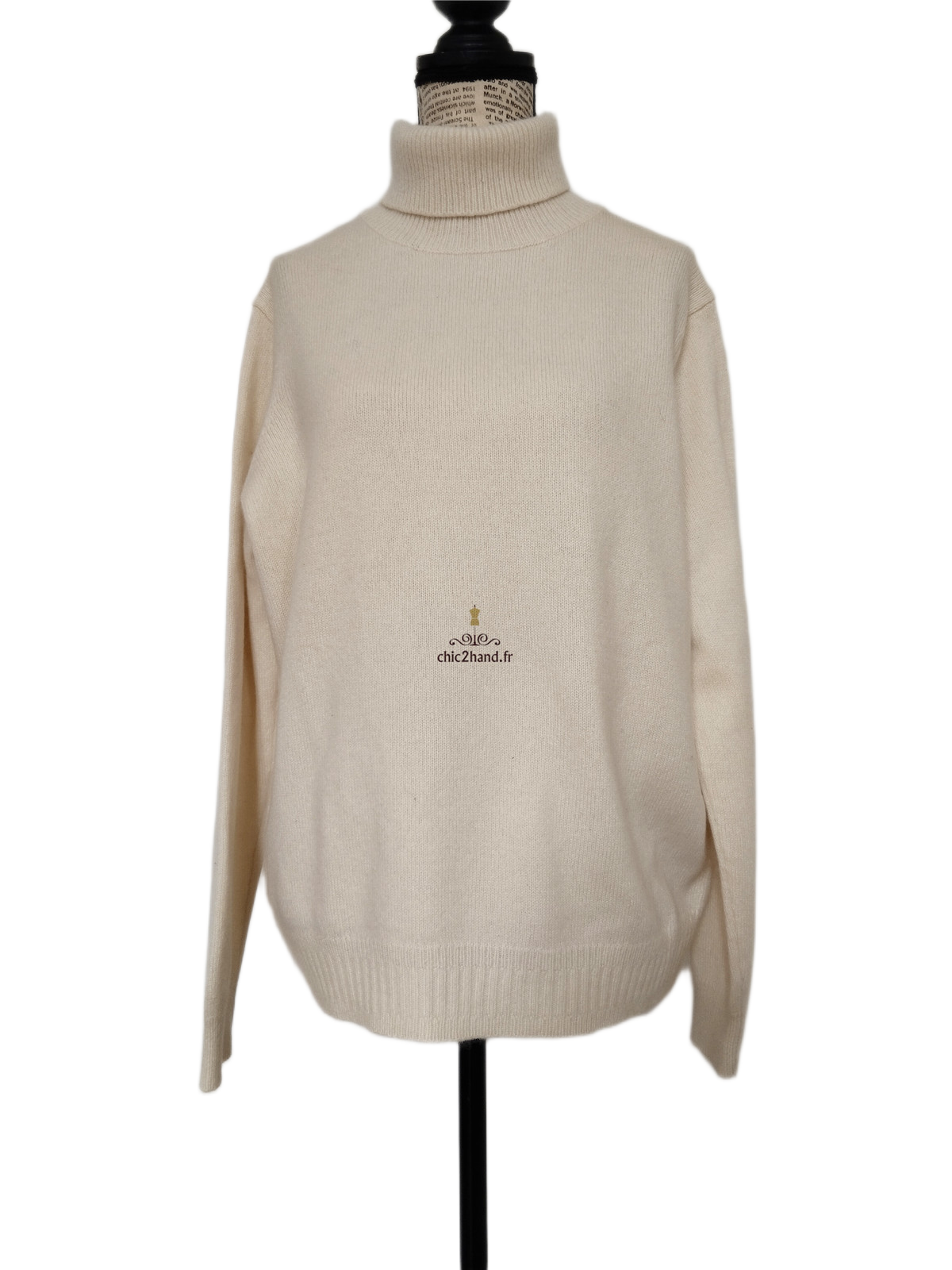 Pull col roulé 100% pur cachemire Monoprix T3 blanc crème neuf – Image 8
