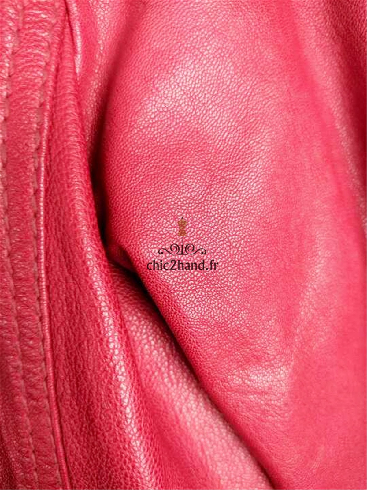 veste blouson perfecto 100% cuir véritable Oakwood S TBE rouge – Image 3