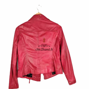 veste blouson perfecto 100% cuir véritable Oakwood S TBE rouge