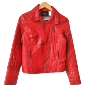 Veste blouson courte 100% cuir véritable Oakwood M rouge TBE