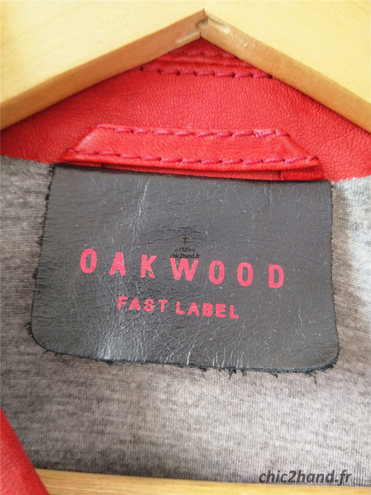 Veste blouson courte 100% cuir véritable Oakwood M rouge TBE – Image 11