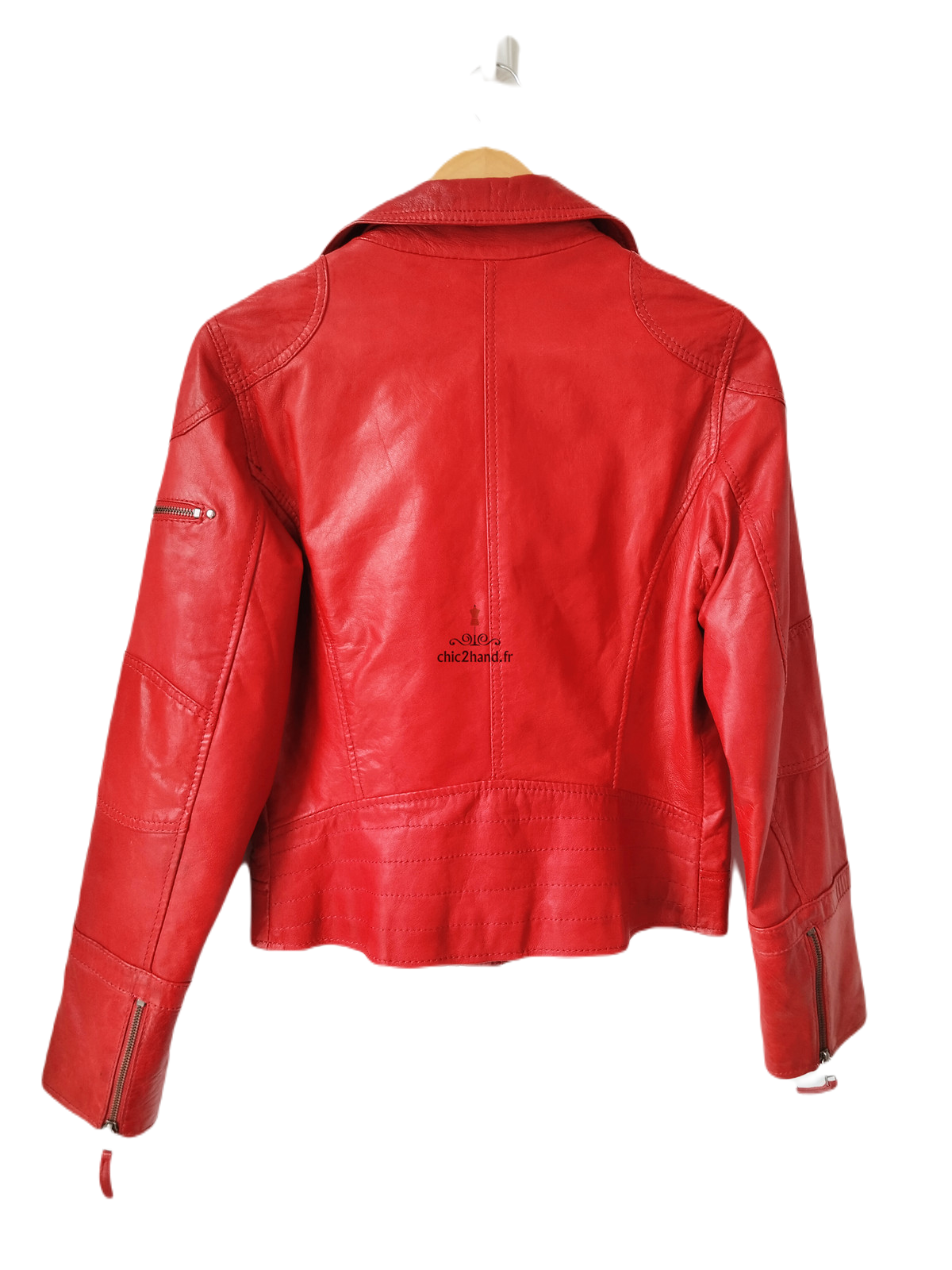 Veste blouson courte 100% cuir véritable Oakwood M rouge TBE – Image 5