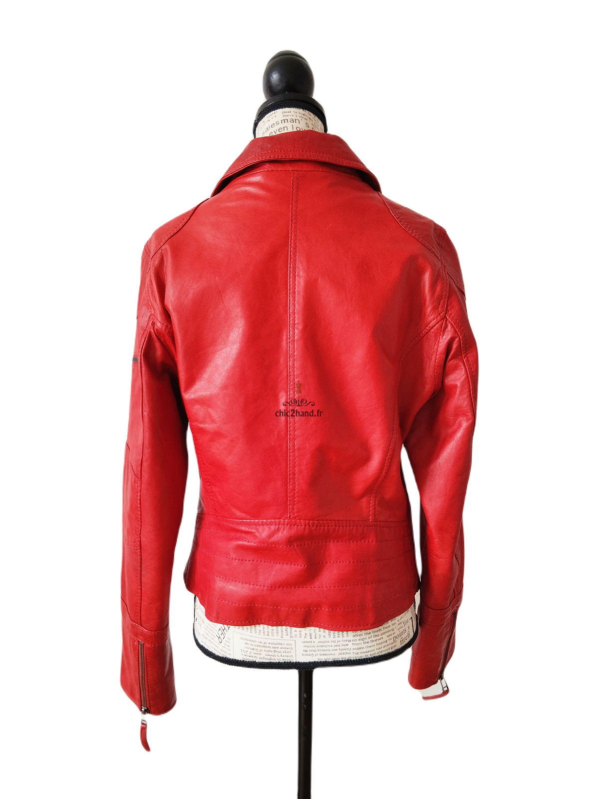 Veste blouson courte 100% cuir véritable Oakwood M rouge TBE – Image 9