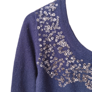 Gilet boléro bleu marine laine angoras One Step MS TBE