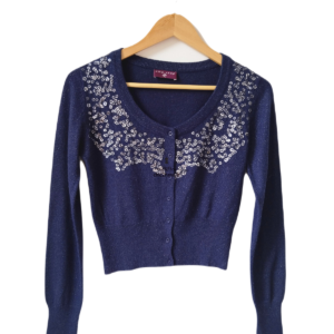 Gilet boléro bleu marine laine angoras One Step MS TBE
