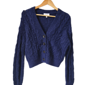 Gilet cardigan laine alpaga torsade & Other Stories S bleu marine NEUF