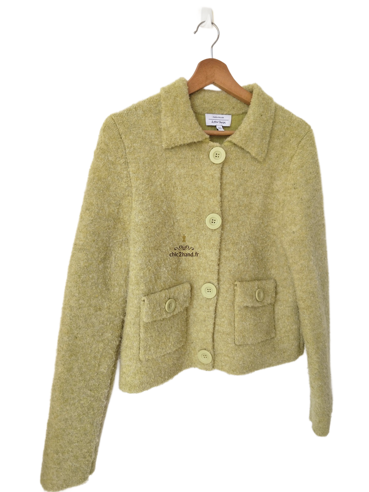 Gilet cardigan laine doudou & Other Stories S vert promme très bon état – Image 2