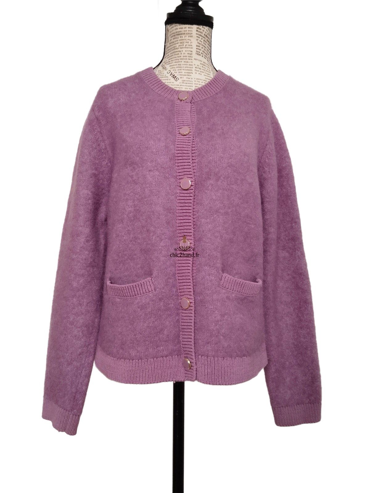 Gilet cardigan laine mohair doudou & Other Stories S violet lilas Excellent état – Image 7