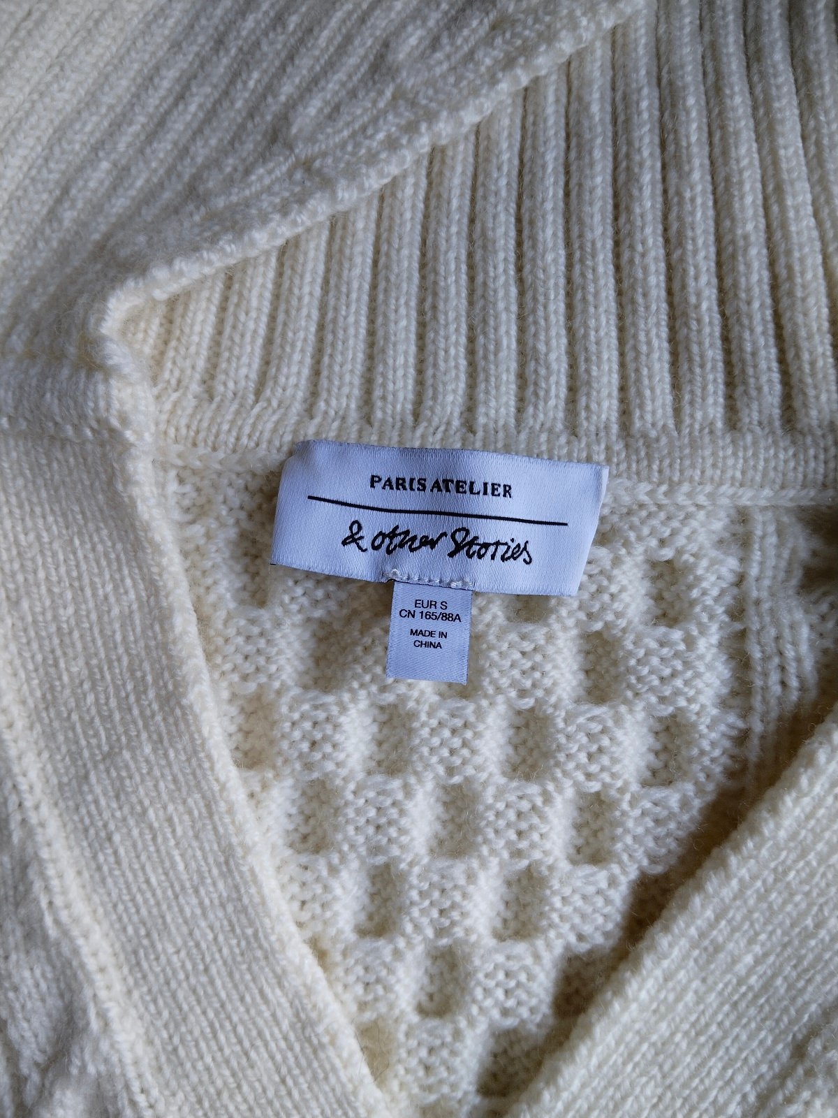Pull oversize col V 100% pure laine & Other stories blanc crème S Neuf – Image 10