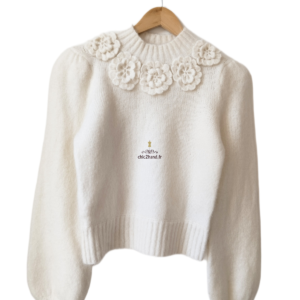 Pull oversize col montant fleuris laine mohair & Other stories blanc XS NEUF