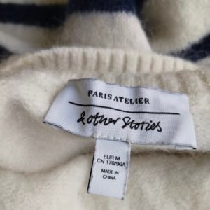 Pull oversize doudou col montant laine mohair & Other Stories M rayures blanc bleu marine Neuf