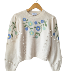 Pull col montant & Other stories mohair blanc avec borderies S Neuf