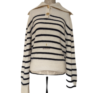 Pull oversize col montant laine & Other Stories XS rayures blanc noir NEUF