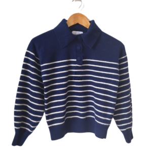 Pull 100% pure laine & Other stories rayures bleu marine et blanc XS TBE