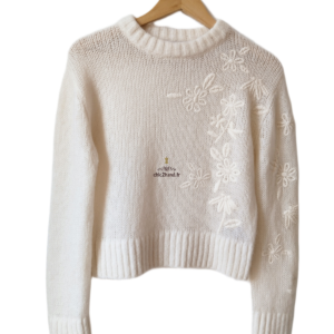 Pull col rond avec borderie & Other stories laine mohair blanc XS Neuf