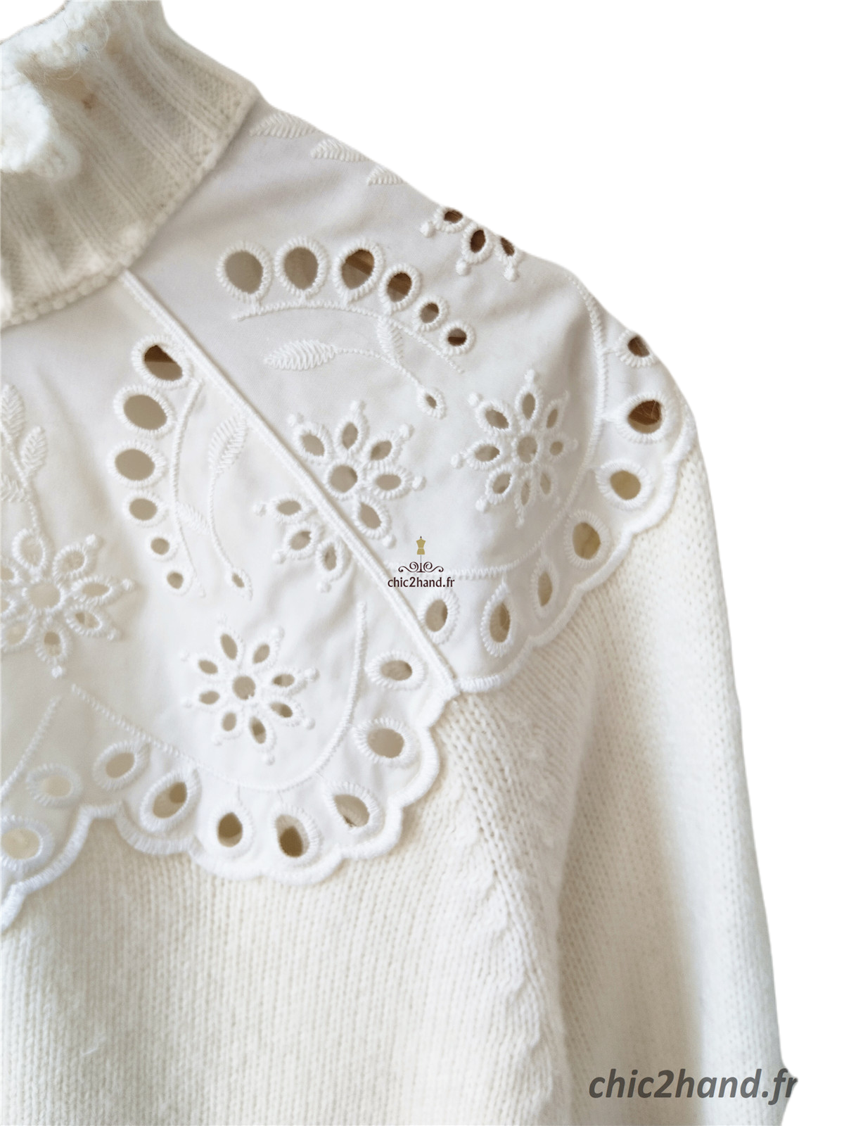 Pull oversize col montant laine alpaga & Other stories blanc S NEUF – Image 2