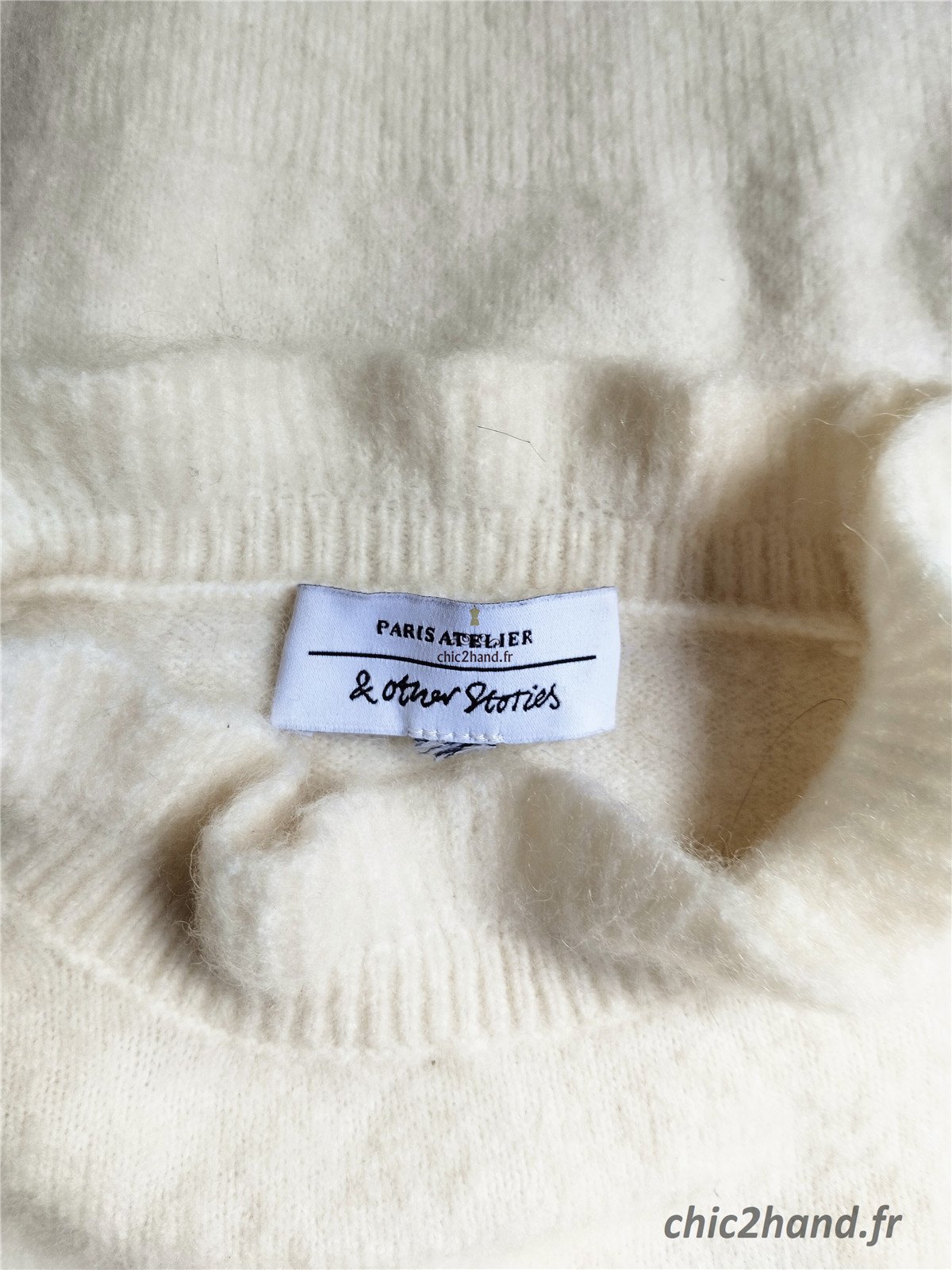 Pull oversize col montant laine alpaga & Other stories blanc S NEUF – Image 8
