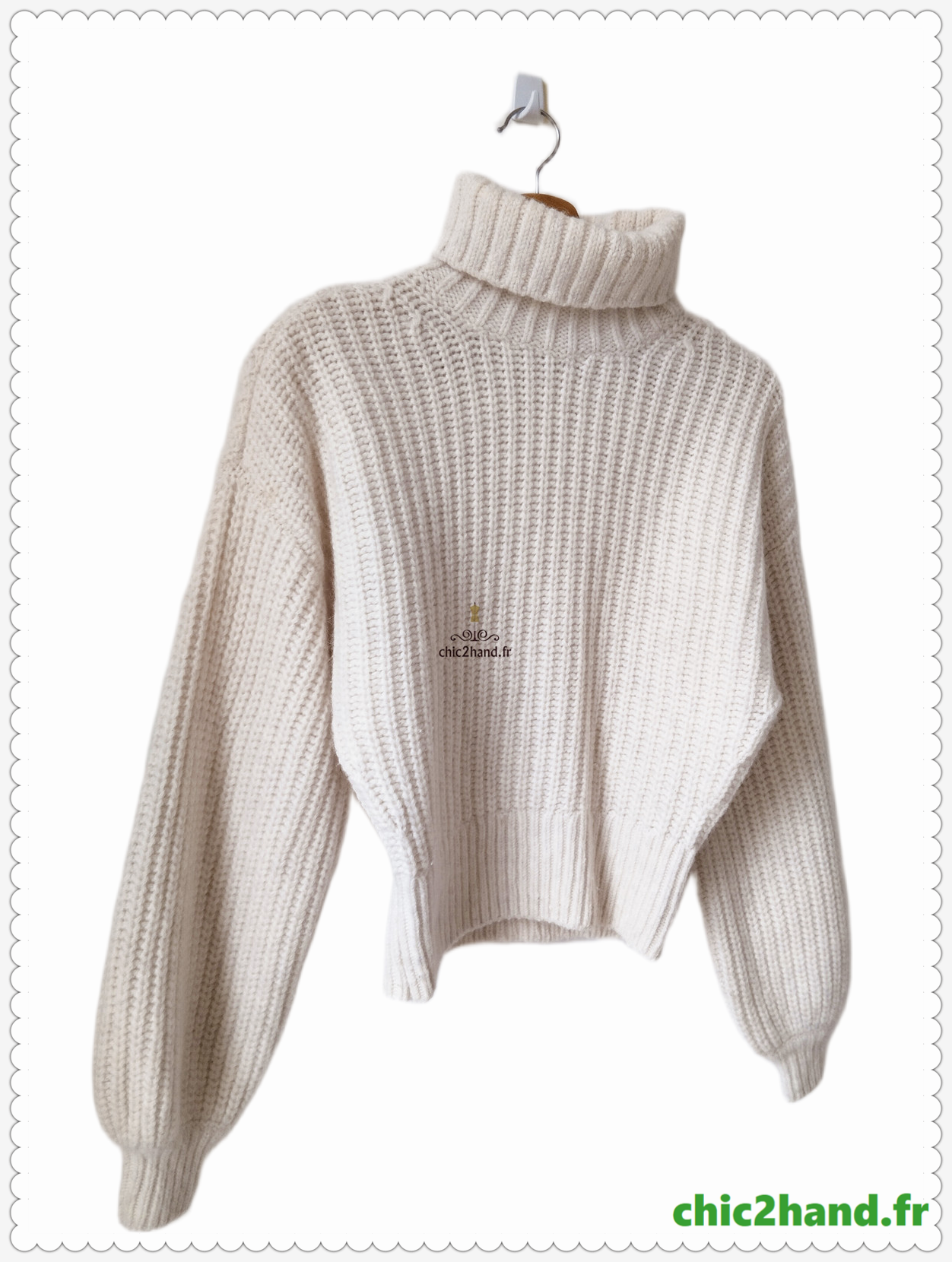 Pull col roulé & Other stories 100% laine alpaga blanc S Neuf – Image 3