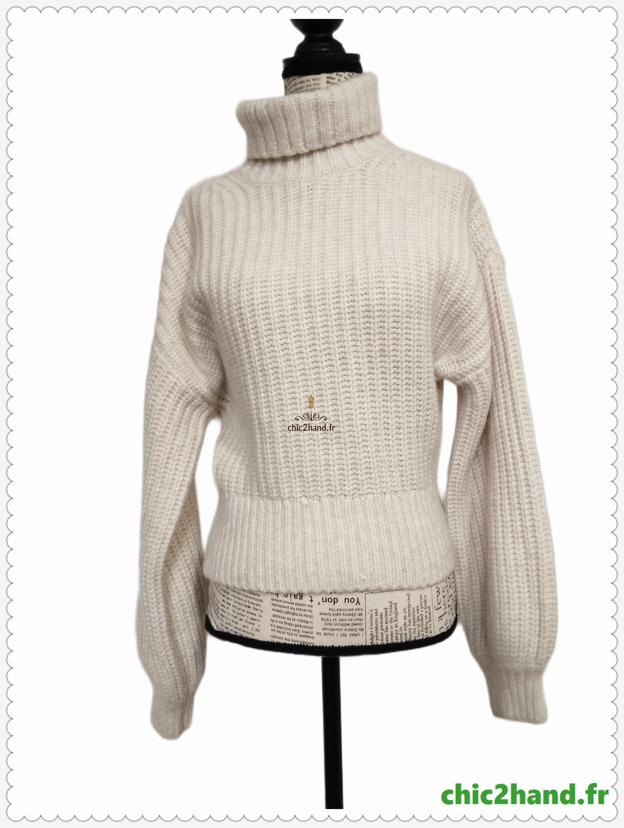 Pull col roulé & Other stories 100% laine alpaga blanc S Neuf – Image 10