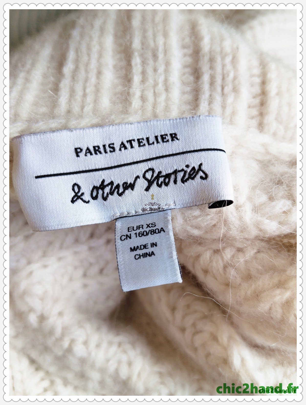 Pull col roulé & Other stories 100% laine alpaga blanc S Neuf – Image 12