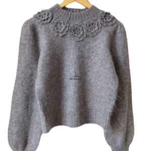 Pull oversize col montant fleuris laine mohair & Other stories gris XS NEUF avec étiquette