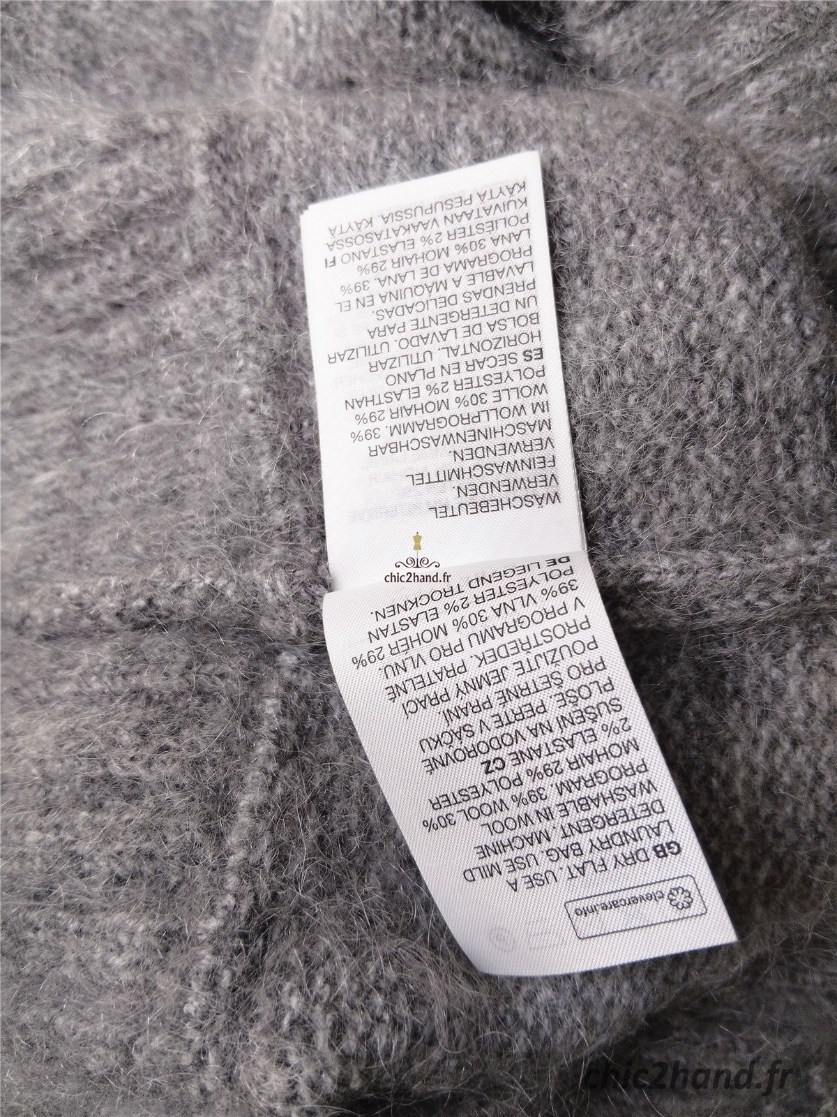 Pull oversize col montant fleuris laine mohair & Other stories gris XS NEUF avec étiquette – Image 10