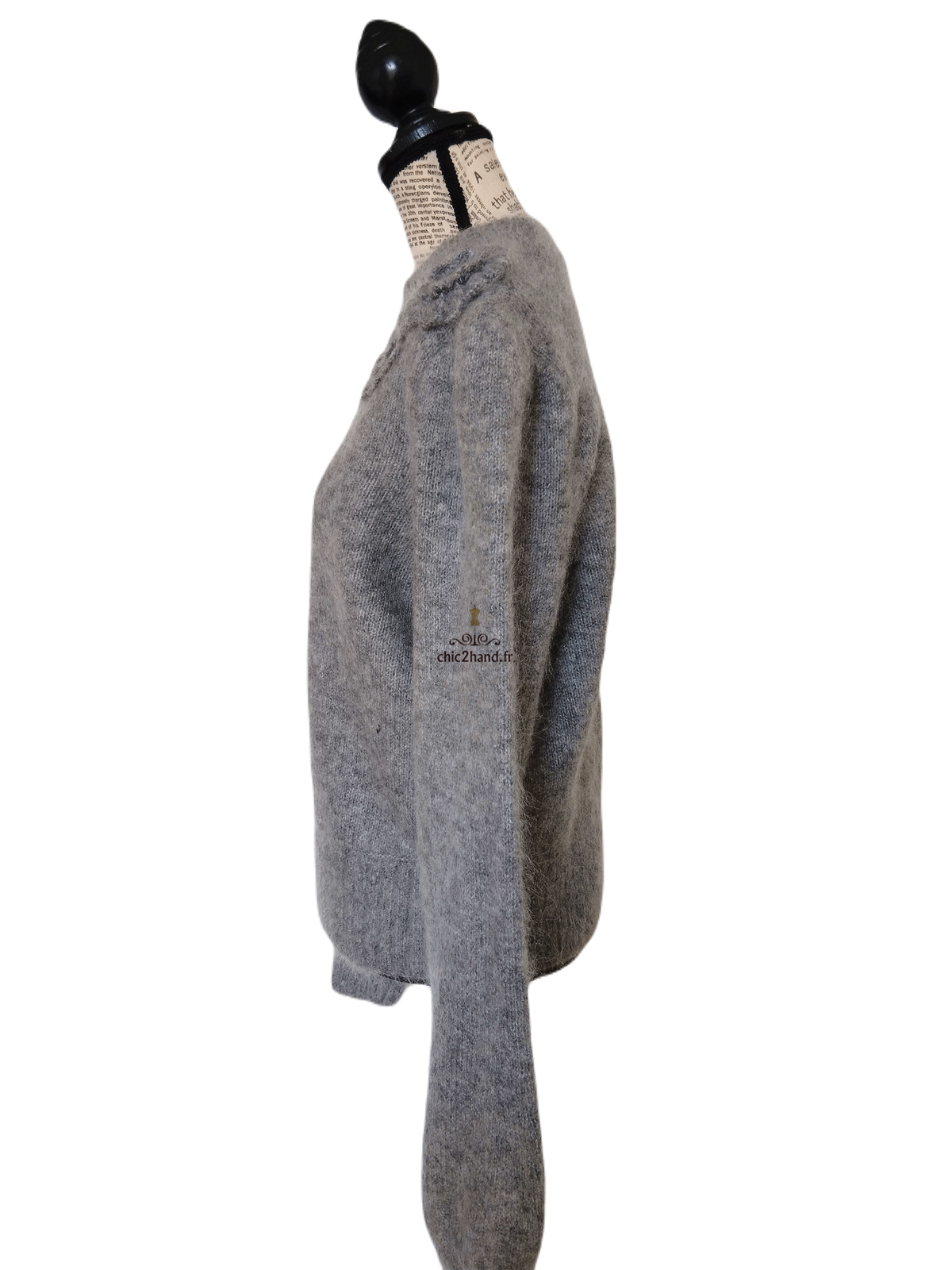 Pull oversize col montant fleuris laine mohair & Other stories gris XS NEUF avec étiquette – Image 8