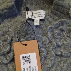 Pull oversize col montant fleuris laine mohair & Other stories gris XS NEUF avec étiquette