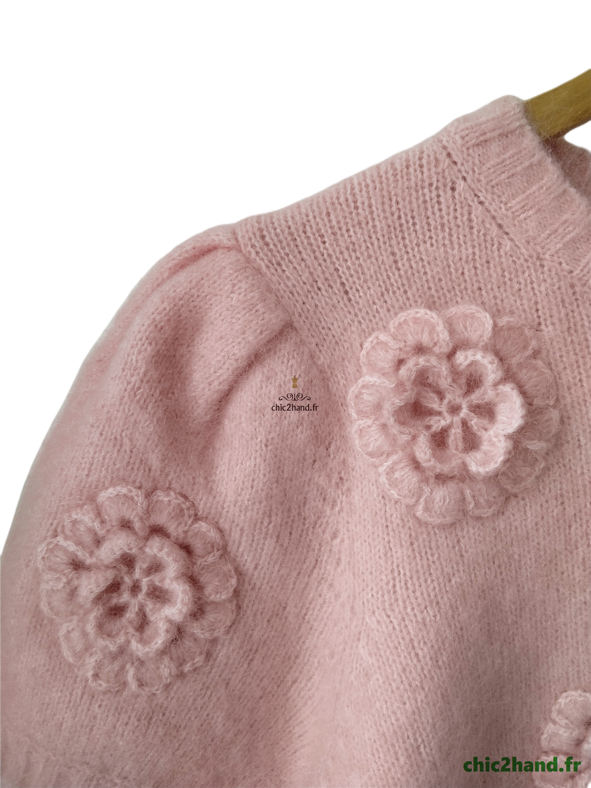 Pull col montant & Other stories mohair rose clair S NEUF – Image 4