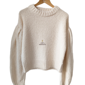 Pull oversize col montant fleuris laine coton & Other stories blanc L NEUF