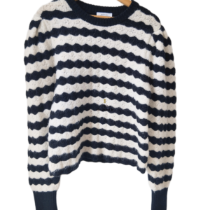 Pull oversize col rond laine alpaga & Other Stories M blanc noir NEUF