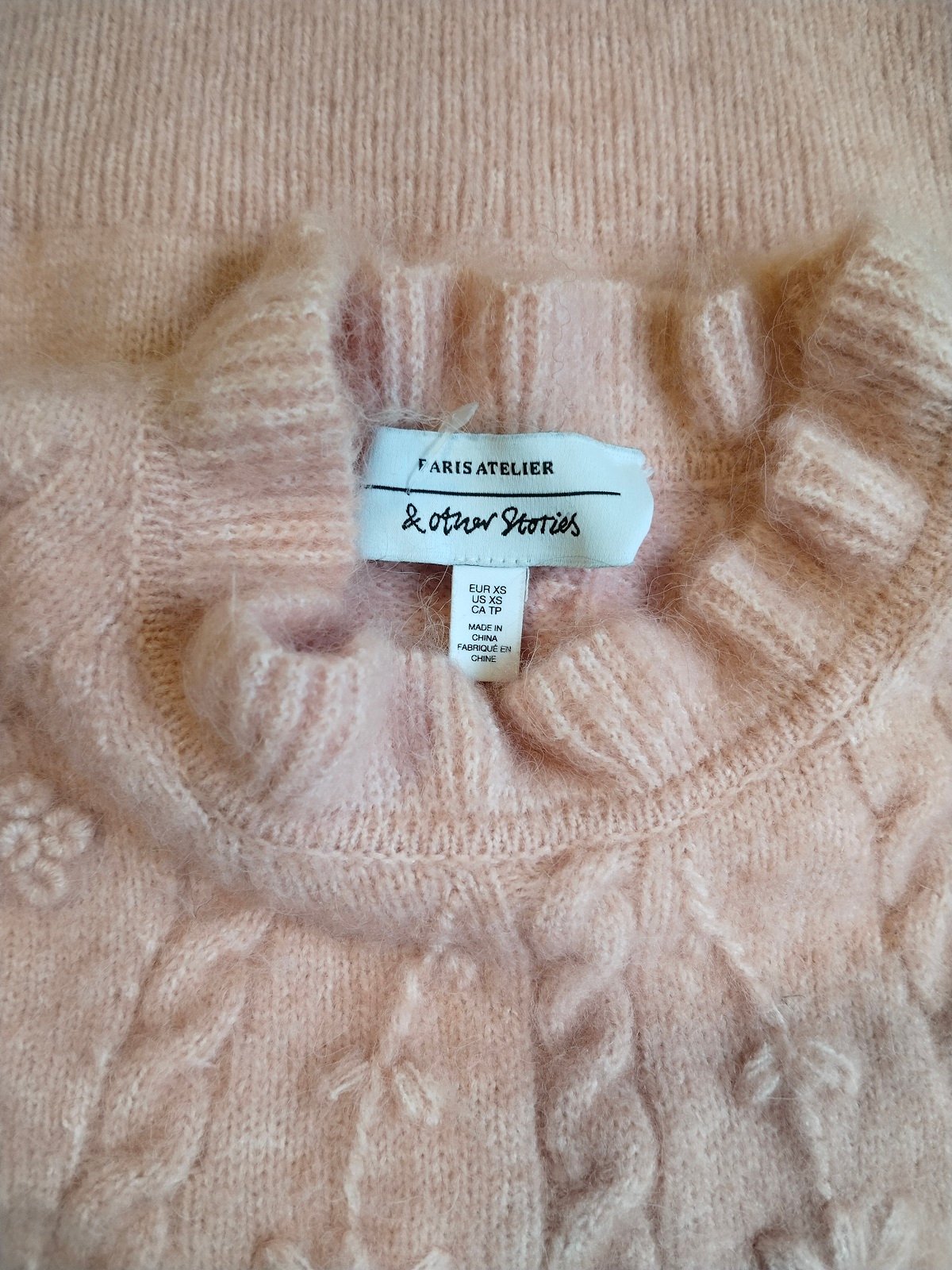 Pull col montant & Other stories mohair rose clair XS NEUF – Image 2