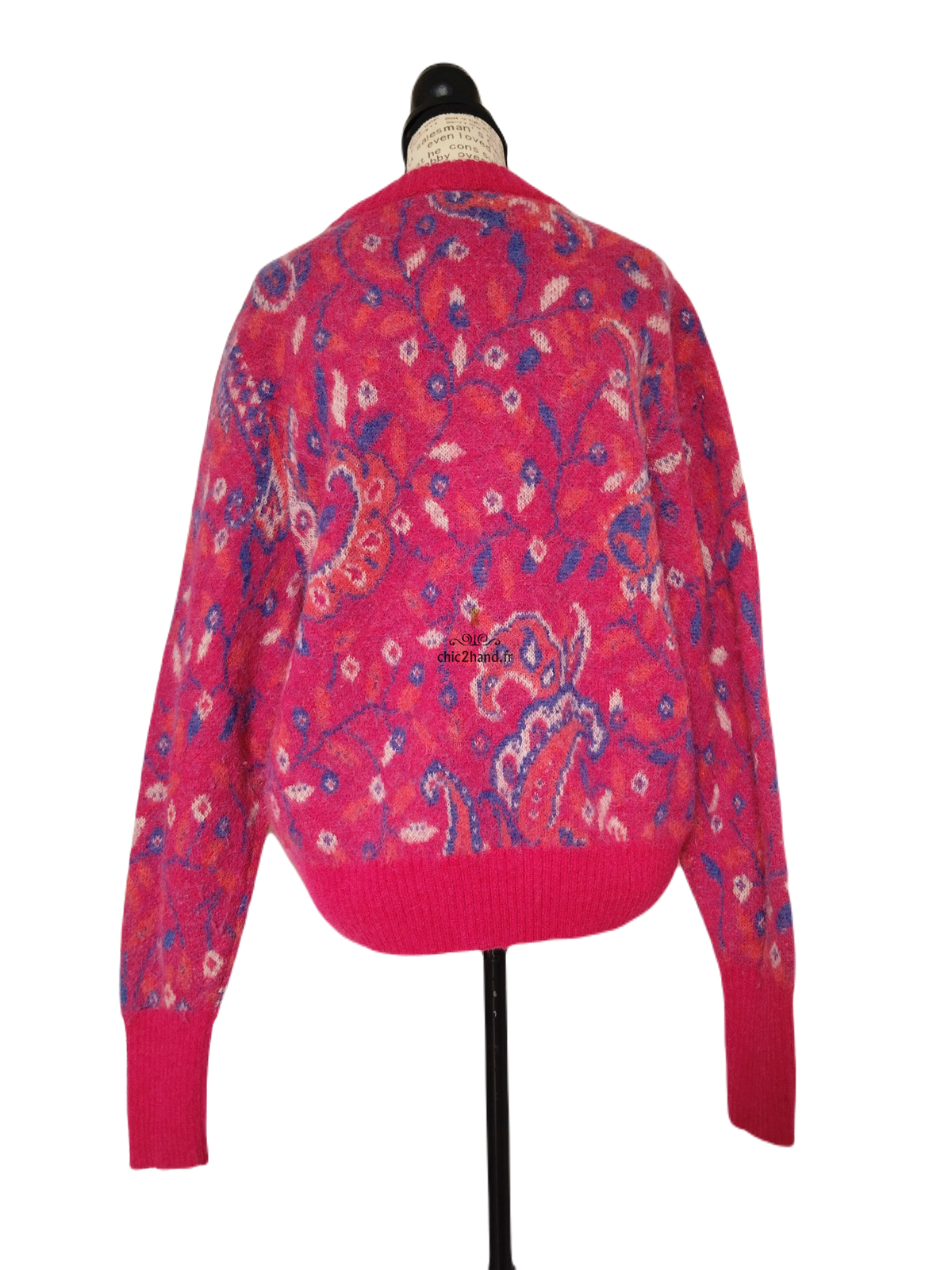 Pull oversize manches ballons col montant laine alpaga & Other stories rose fleuri multicolore M Neuf – Image 9