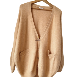 Gilet oversize doudou laine alpaga American Vintage ozo19b moutarde TU NEUF