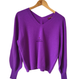 Pull Oversize col V tricot 3D 100% pur cachemire comptoir des cotonniers XS S paulmy violet