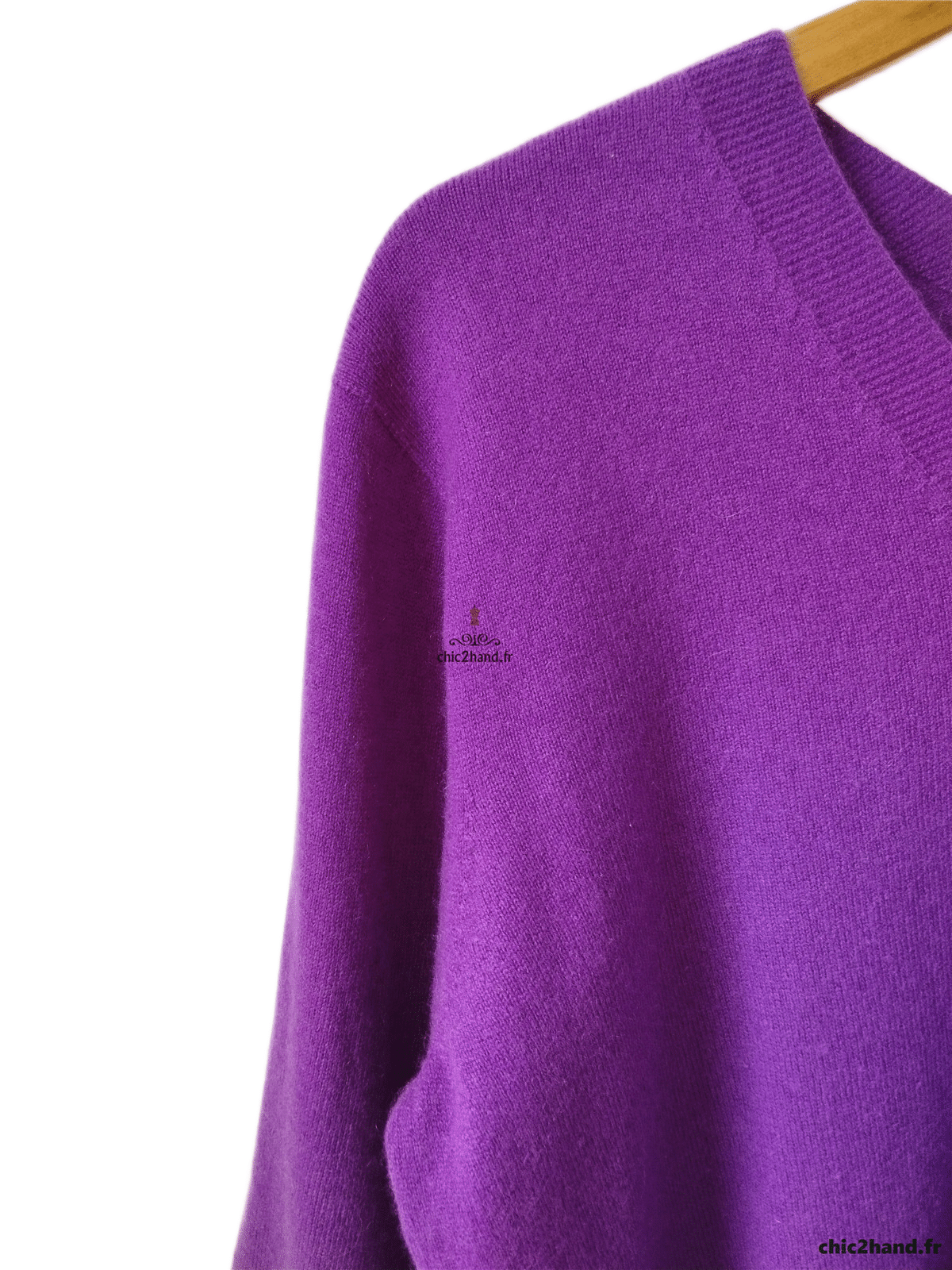 Pull Oversize col V tricot 3D 100% pur cachemire comptoir des cotonniers XS S paulmy violet – Image 3