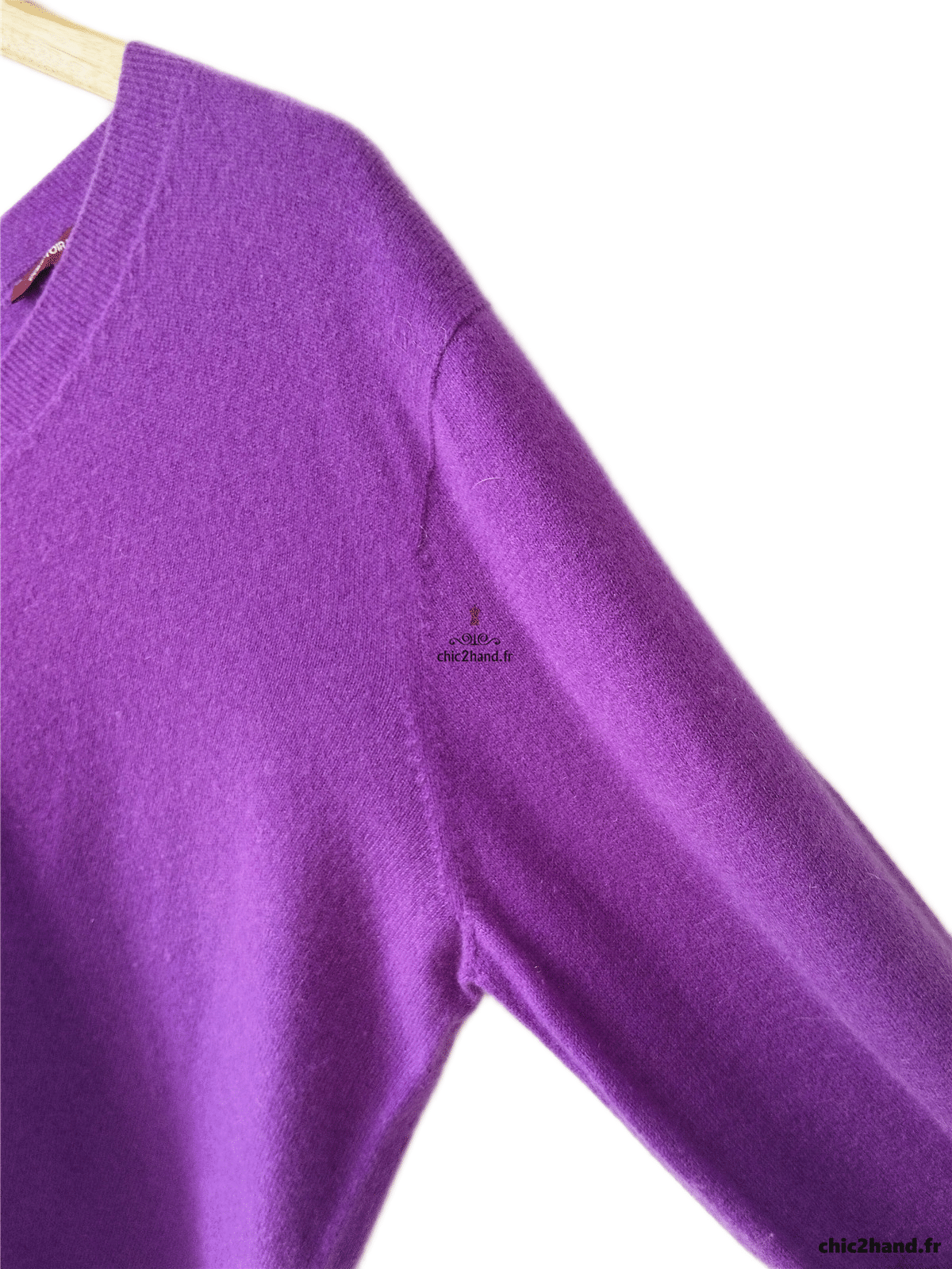 Pull Oversize col V tricot 3D 100% pur cachemire comptoir des cotonniers XS S paulmy violet – Image 4