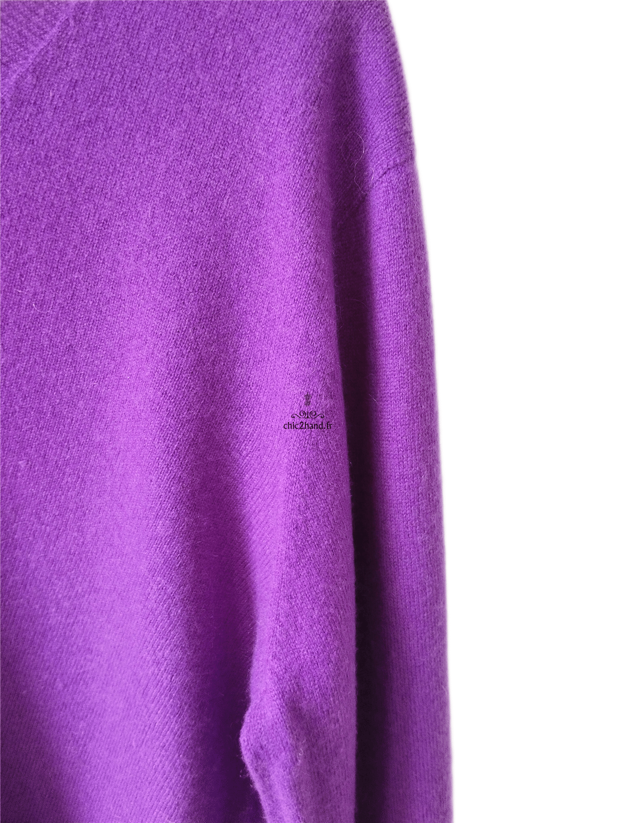 Pull Oversize col V tricot 3D 100% pur cachemire comptoir des cotonniers XS S paulmy violet – Image 5