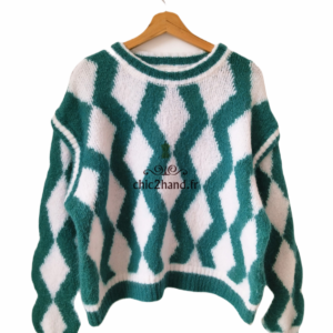 Pull oversize 53% mohair American Vintage pino18AI XS S vert blanc NEUF