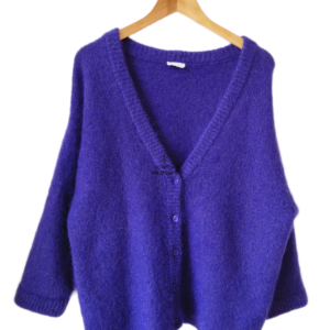 Gilet cardigan oversize 53% mohair American Vintage pino18D M violet NEUF