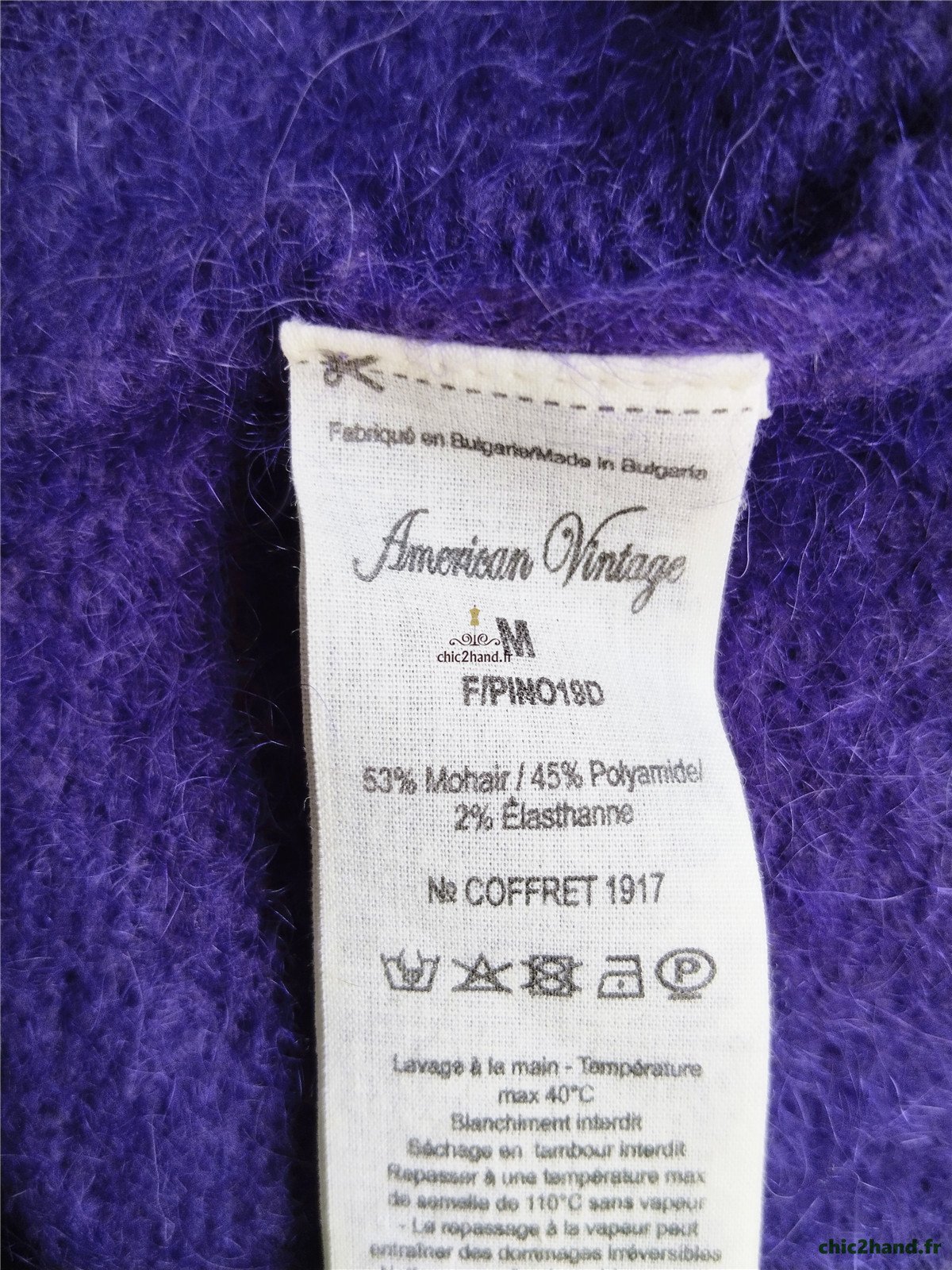 Gilet cardigan oversize 53% mohair American Vintage pino18D S violet NEUF – Image 11