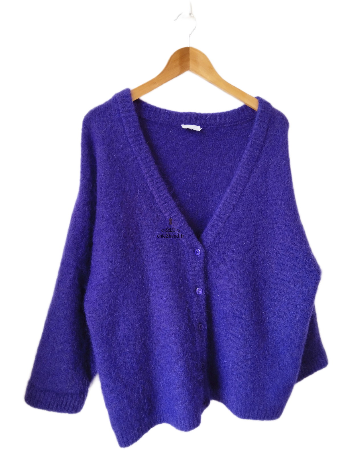 Gilet cardigan oversize 53% mohair American Vintage pino18D S violet NEUF – Image 3