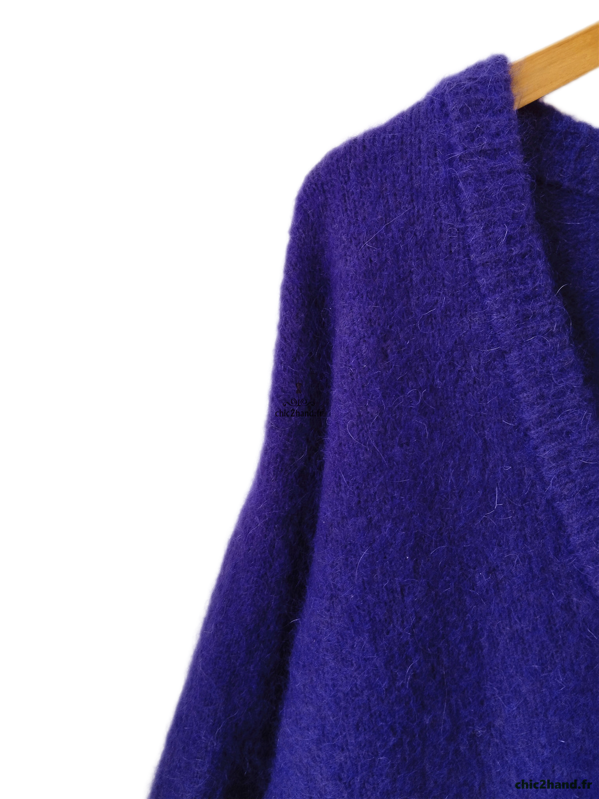 Gilet cardigan oversize 53% mohair American Vintage pino18D S violet NEUF – Image 4