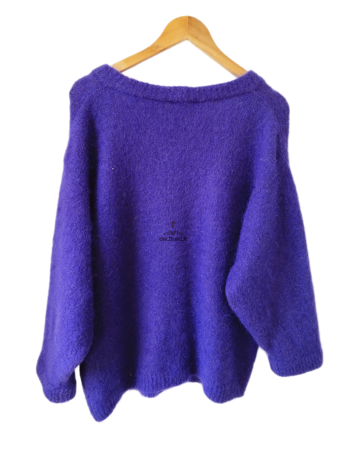 Gilet cardigan oversize 53% mohair American Vintage pino18D S violet NEUF – Image 7