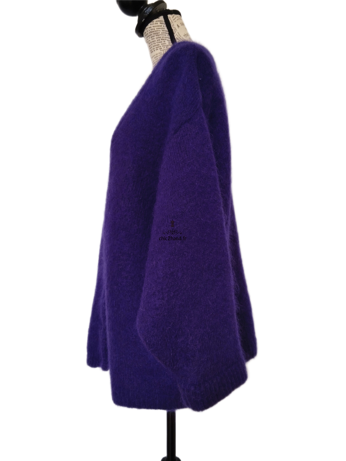 Gilet cardigan oversize 53% mohair American Vintage pino18D S violet NEUF – Image 9