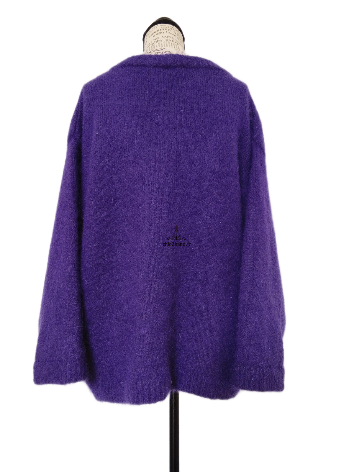 Gilet cardigan oversize 53% mohair American Vintage pino18D S violet NEUF – Image 10