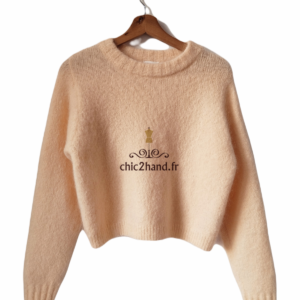 Pull oversize 53% mohair American Vintage pino18F S rose beige NEUF