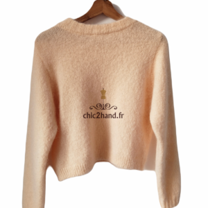 Pull oversize 53% mohair American Vintage pino18F S rose beige NEUF